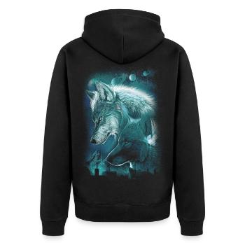 LOUPS PLANETE ESPACE SPIRITUALITÉ - Veste à capuche bio Premium Unisexe - noir - Dos - Nico (187cm)