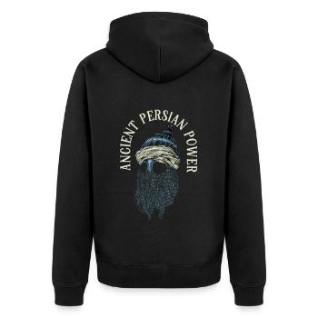Persian Power - Persian Helmet - Unisex Premium Organic Zip Hoodie - black - Back - Nico (187cm)