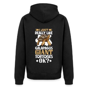 Ich liebe meine Galapagos-Riesenschildkröte - Unisex Premium Bio Zip Hoodie - Schwarz - Hinten - Nico (187cm)