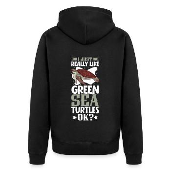 J’adore ma tortue de mer verte - Veste à capuche bio Premium Unisexe - noir - Dos - Nico (187cm)