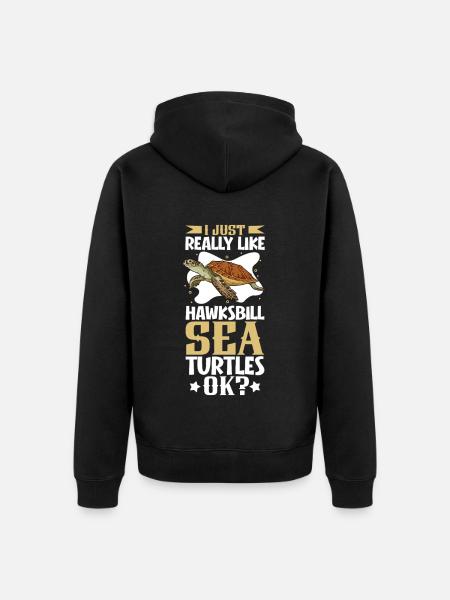 I love my hawksbill turtle - Unisex Premium Organic Zip Hoodie - black