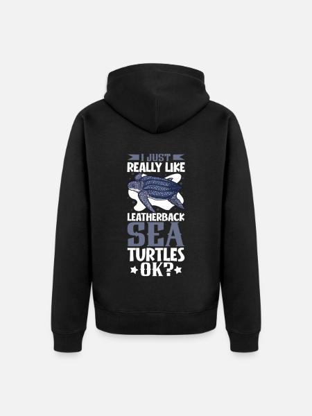I love my leatherback turtle - Unisex Premium Organic Zip Hoodie - black