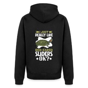 I love my red-eared turtle - Unisex Premium Organic Zip Hoodie - black - Back - Nico (187cm)