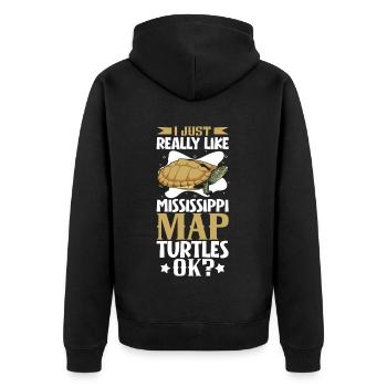 J’adore ma tortue tuberculée du Mississippi - Veste à capuche bio Premium Unisexe - noir - Dos - Nico (187cm)