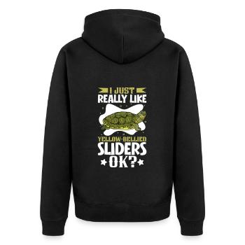 I love my yellow-cheeked turtle - Unisex Premium Organic Zip Hoodie - black - Back - Nico (187cm)