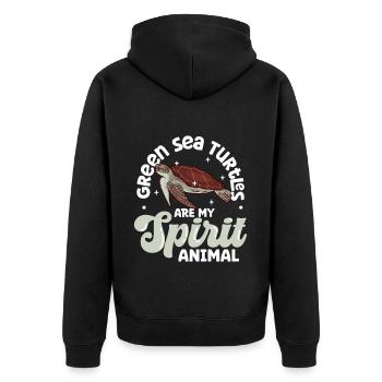 Mon animal spirituel - Tortue de mer verte - Veste à capuche bio Premium Unisexe - noir - Dos - Nico (187cm)