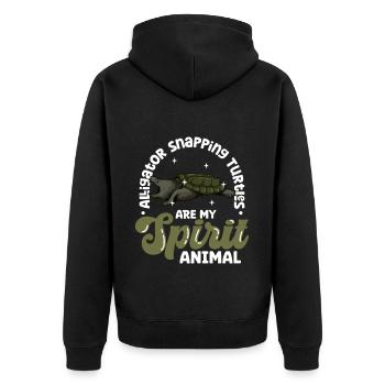 Mon animal spirituel - Tortue alligator - Veste à capuche bio Premium Unisexe - noir - Dos - Nico (187cm)