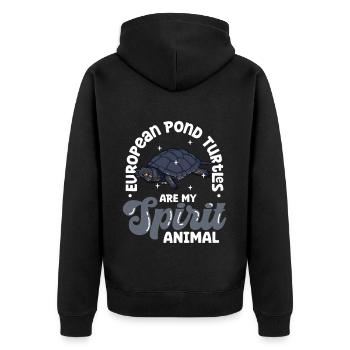 My Spirit Animal - European pond turtle - Unisex Premium Organic Zip Hoodie - black - Back - Nico (187cm)