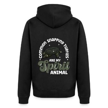 Mon animal spirituel - Tortue serpentine - Veste à capuche bio Premium Unisexe - noir - Dos - Nico (187cm)