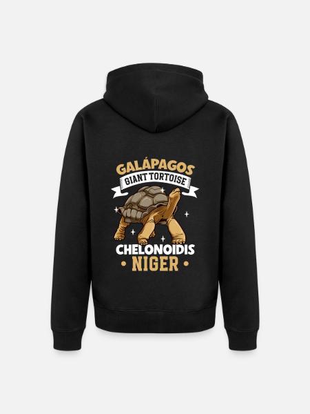 Galapagos Giant Tortoise - Unisex Premium Organic Zip Hoodie - black