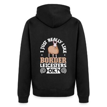 J’adore mon Border Leicester - Veste à capuche bio Premium Unisexe - noir - Dos - Nico (187cm)