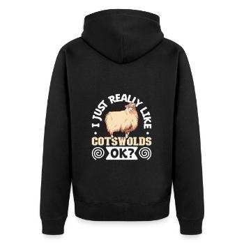J’adore mes moutons des Cotswolds - Veste à capuche bio Premium Unisexe - noir - Dos - Nico (187cm)