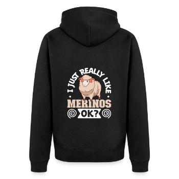 J’adore mes moutons mérinos - Veste à capuche bio Premium Unisexe - noir - Dos - Nico (187cm)