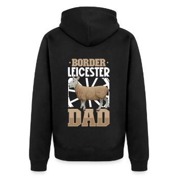 Border Leicester Papa - Unisex Premium Organic Zip Hoodie - black - Back - Nico (187cm)