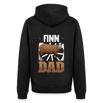 Finnschaf Papa - Unisex Premium Bio Zip Hoodie - Schwarz - Hinten - Nico (187cm)