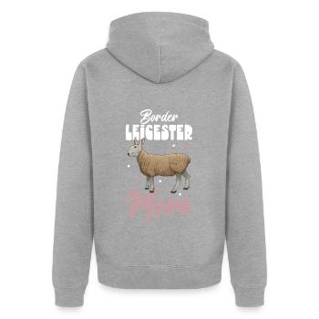Border Leicester Mom - Unisex Premium Organic Zip Hoodie - heather grey - Back - Nico (187cm)