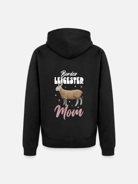 Border Leicester Mama - Unisex Premium Bio Zip Hoodie - Schwarz