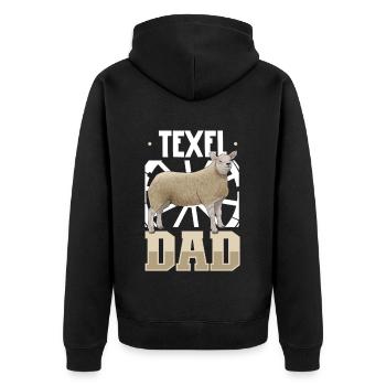 Texel sheep dad - Unisex Premium Organic Zip Hoodie - black - Back - Nico (187cm)