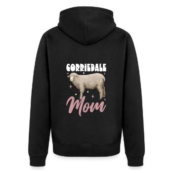 Corriedale Domestic Sheep Mom - Unisex Premium Organic Zip Hoodie - black - Back - Nico (187cm)