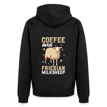 Café et brebis laitières de Frise orientale - Veste à capuche bio Premium Unisexe - noir - Dos - Nico (187cm)