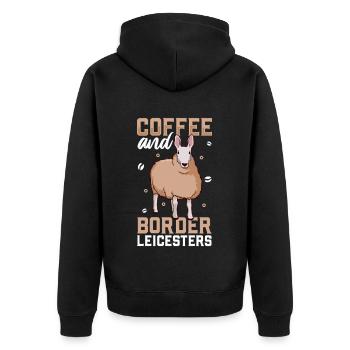 Coffee and Border Leicester - Unisex Premium Organic Zip Hoodie - black - Back - Nico (187cm)