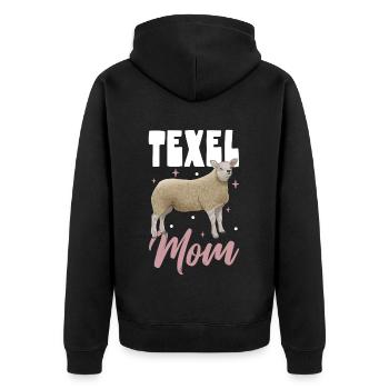 Texel sheep mom - Unisex Premium Organic Zip Hoodie - black - Back - Nico (187cm)