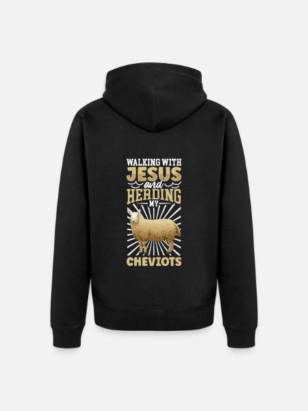 Jesus und Schaf - Cheviot-Schaf - Unisex Premium Bio Zip Hoodie - Schwarz
