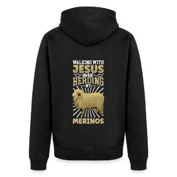 Jésus et les brebis - Brebis mérinos - Veste à capuche bio Premium Unisexe - noir - Dos - Nico (187cm)