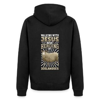 Jésus et les brebis - Brebis islandaises - Veste à capuche bio Premium Unisexe - noir - Dos - Nico (187cm)