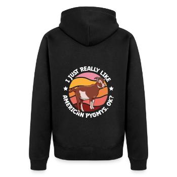 I Love My American Pygmy - Unisex Premium Organic Zip Hoodie - black - Back - Nico (187cm)