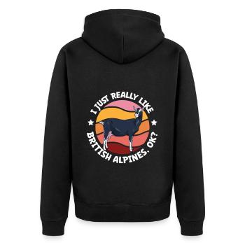 I love my British Alpine goat - Unisex Premium Organic Zip Hoodie - black - Back - Nico (187cm)