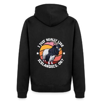 J’adore ma chèvre islandaise - Veste à capuche bio Premium Unisexe - noir - Dos - Nico (187cm)