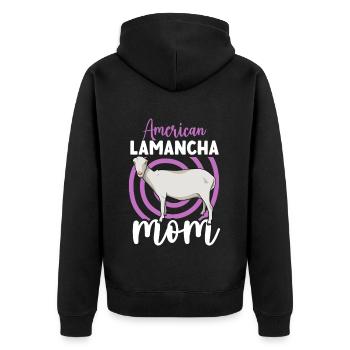 Mom of a LaMancha goat - Unisex Premium Organic Zip Hoodie - black - Back - Nico (187cm)