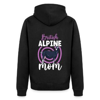 Mom of a British Alpine goat - Unisex Premium Organic Zip Hoodie - black - Back - Nico (187cm)