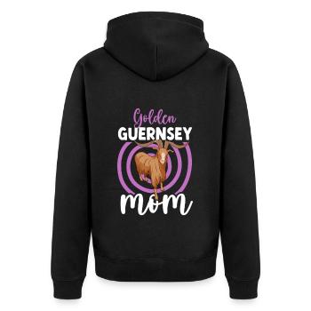 Mom of a Golden Guernsey Goat - Unisex Premium Organic Zip Hoodie - black - Back - Nico (187cm)