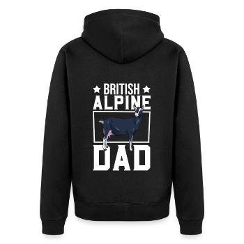 Dad of a British Alpine goat - Unisex Premium Organic Zip Hoodie - black - Back - Nico (187cm)