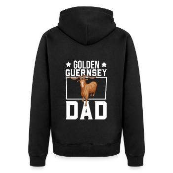 Dad of a Golden Guernsey Goat - Unisex Premium Organic Zip Hoodie - black - Back - Nico (187cm)