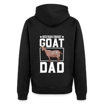 Papa einer Afrikanische Zwergziege - Unisex Premium Bio Zip Hoodie - Schwarz - Hinten - Nico (187cm)