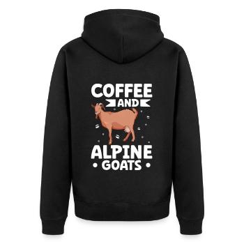 Kaffee und Gebirgsziege - Unisex Premium Bio Zip Hoodie - Schwarz - Hinten - Nico (187cm)