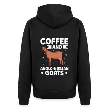 Coffee and Anglo-Nubian goat - Unisex Premium Organic Zip Hoodie - black - Back - Nico (187cm)