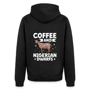 Kaffee und Afrikanische Zwergziege - Unisex Premium Bio Zip Hoodie - Schwarz - Hinten - Nico (187cm)