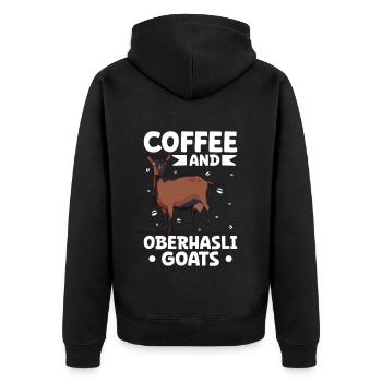 Kaffee und Oberhasli - Unisex Premium Bio Zip Hoodie - Schwarz - Hinten - Nico (187cm)
