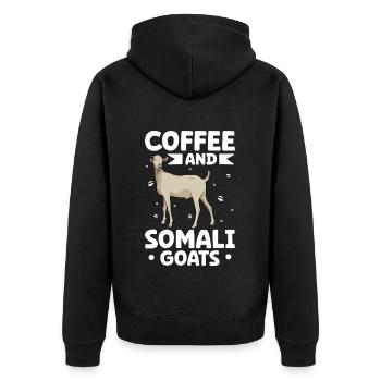 Kaffee und Gallaziege - Unisex Premium Bio Zip Hoodie - Schwarz - Hinten - Nico (187cm)