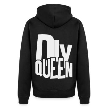 do it yourself queen - Handwerker Königin - Unisex Premium Bio Zip Hoodie - Schwarz - Hinten - Nico (187cm)