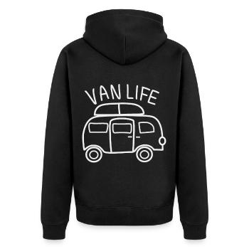 Freedom and Adventure: Camping Life - Unisex Premium Organic Zip Hoodie - black - Back - Nico (187cm)