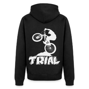 Bike Trial - Fahrrad - Unisex Premium Bio Zip Hoodie - Schwarz - Hinten - Nico (187cm)