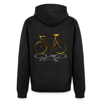 Rennrad - Fahrräder Radsport - Unisex Premium Bio Zip Hoodie - Schwarz - Hinten - Nico (187cm)