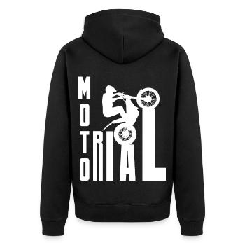 Moto Trial Nachrichten - Trial Bike Rider - Unisex Premium Bio Zip Hoodie - Schwarz - Hinten - Nico (187cm)