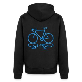 Vélo de route Bleu Néon avec Réflexion - Veste à capuche bio Premium Unisexe - noir - Dos - Nico (187cm)
