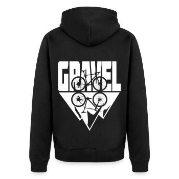 Gravel Bike Berge Spiegelung Fahrrad - Unisex Premium Bio Zip Hoodie - Schwarz - Hinten - Nico (187cm)